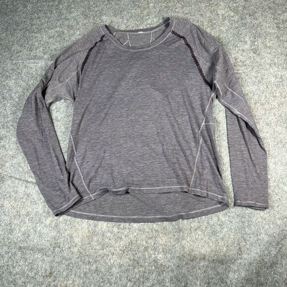 Lululemon Shirt Women’s 6 Stop Drop And Squat Long Sleeve Tee Purple Twist Back - Picture 1 of 6